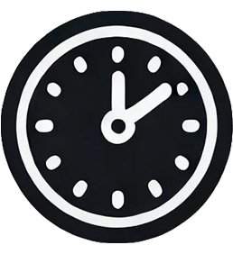 Black and white round clock with simple design, showing the time as 3:05.