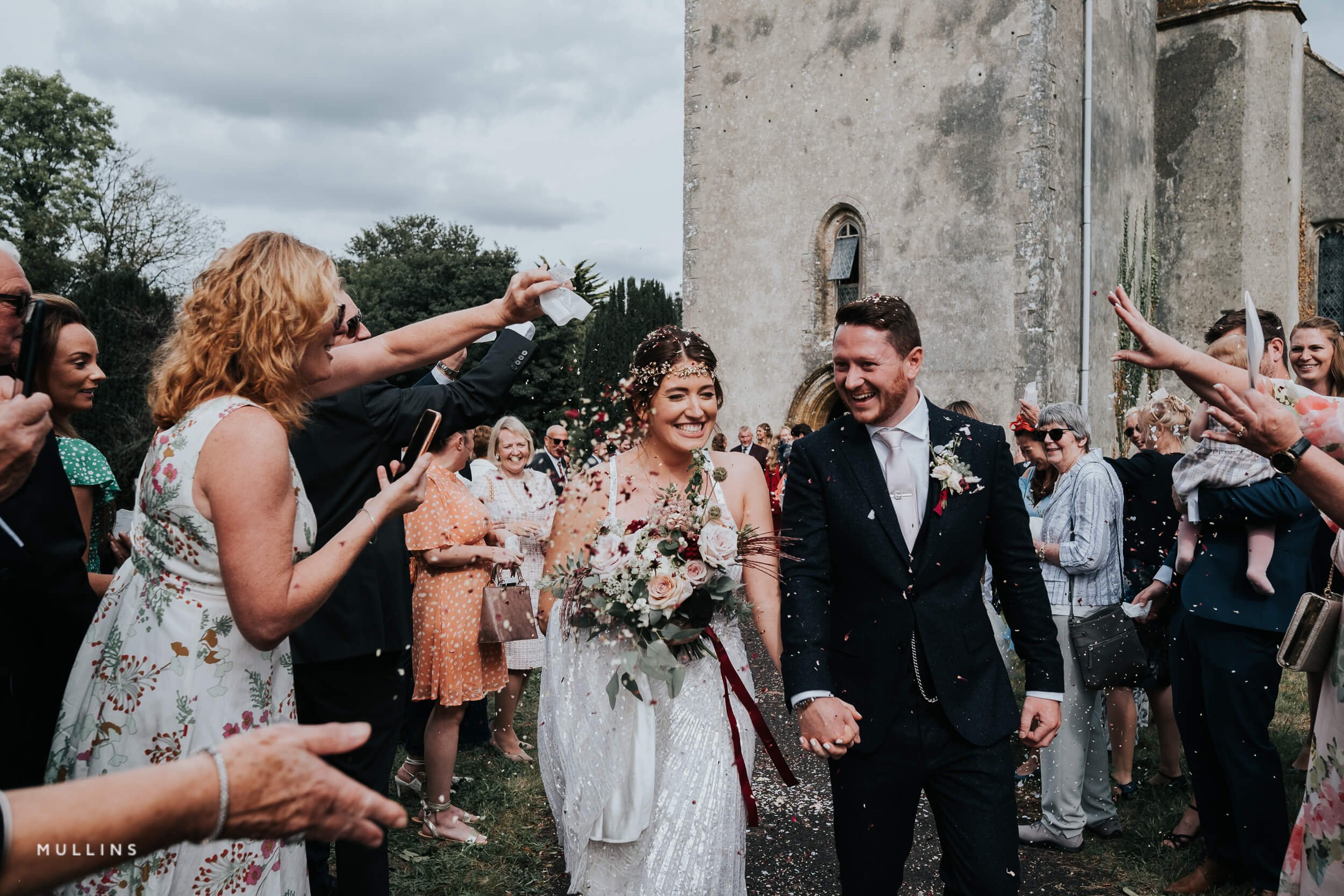 Confetti Being Thrown at a Wedding