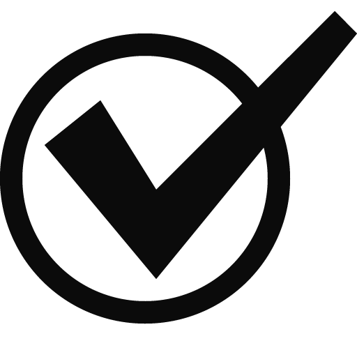 Black checkmark inside a circle