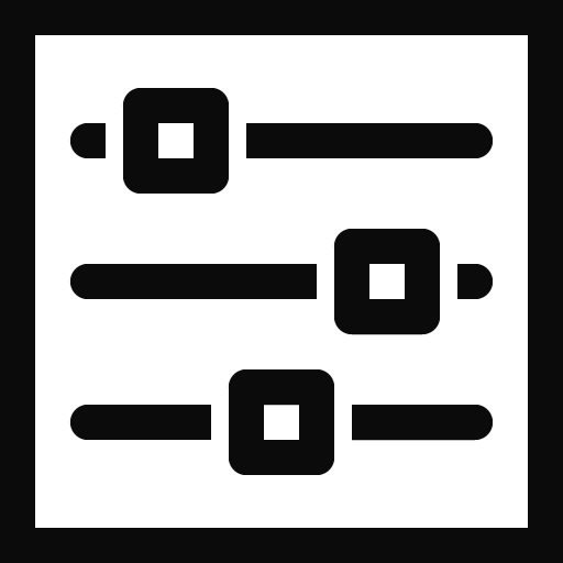 Icon of three horizontal sliders used to represent settings or adjustments.